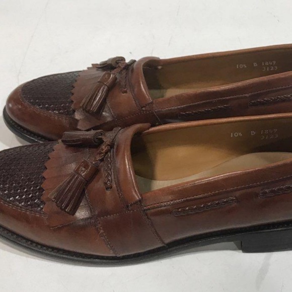 Men’s Allen Edmonds Cody Chili Leather Woven Tassel Loafers Size 10.5B